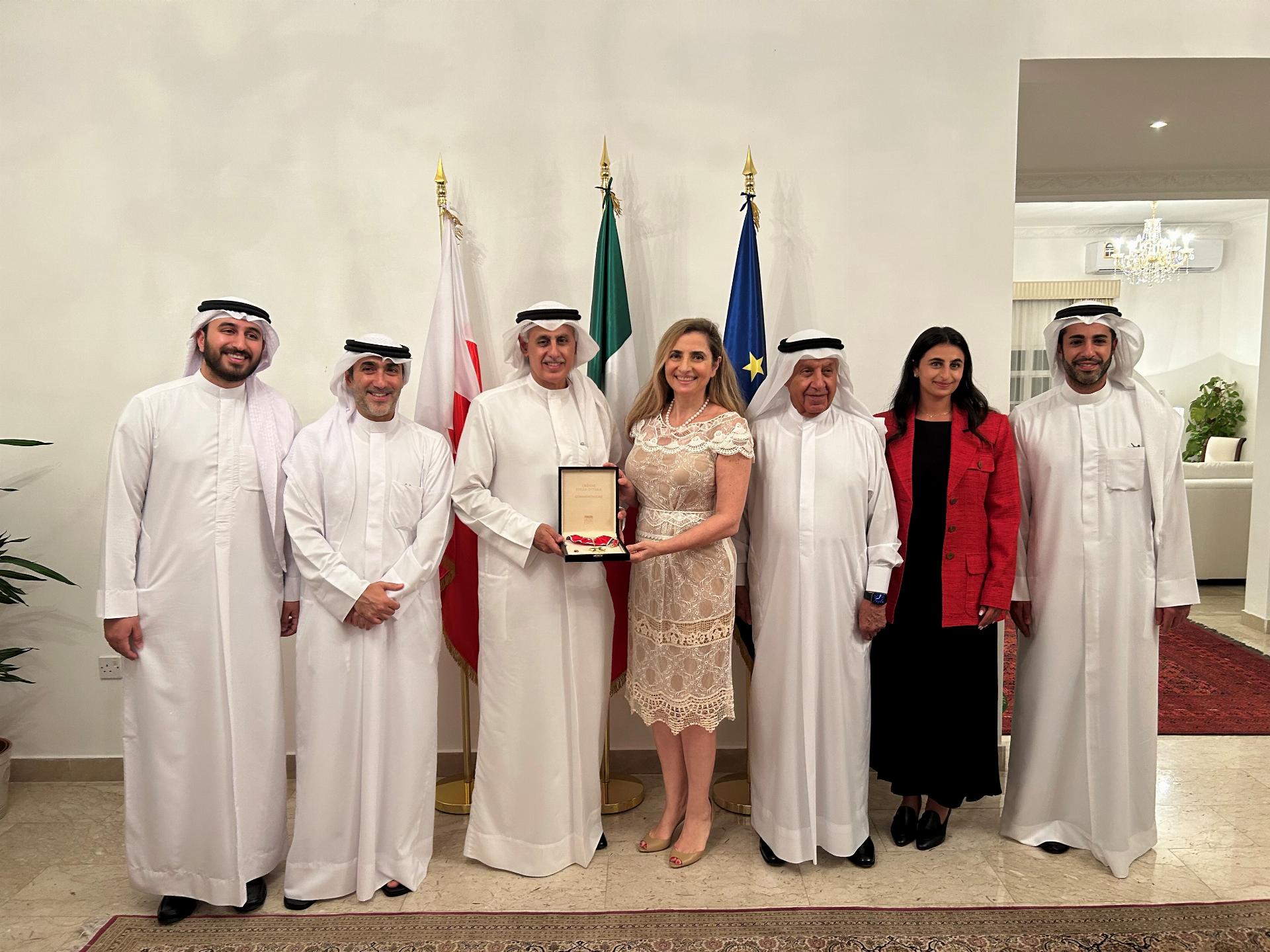 Ceremony to award Mr. Zayed Bin Rashid Al Zayani, former Minister of Industry, Commerce, and Tourism (left) the Star of Italy decoration